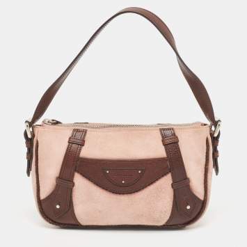 Pre Owned Givenchy Brown/Light Pink Leather and Suede Baguette Bag