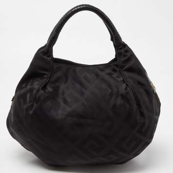 Pre Owned Givenchy Black Monogram Nylon and Leather Hobo