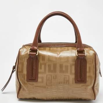 Pre Owned Givenchy Brown Signature Coated Fabric and Leather Satchel