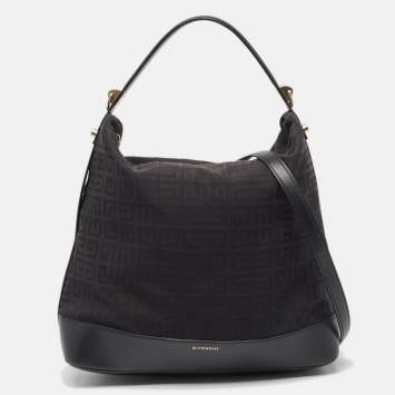 Pre Owned Givenchy Black Monogram Canvas and Leather Bucket Bag