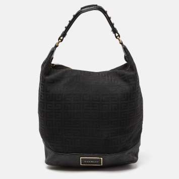 Pre Owned Givenchy Black Monogram Canvas and Leather Bucket Hobo