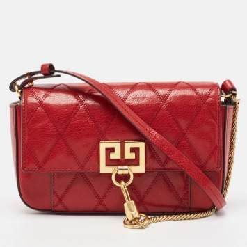 Pre Owned Givenchy Red Quilted Leather Mini Pocket Crossbody Bag