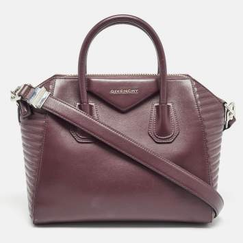 Pre Owned Givenchy Burgundy Leather Small Antigona Satchel
