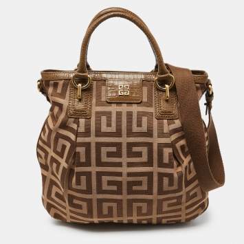 Pre Owned Givenchy Beige Monogram Canvas and Leather Hobo