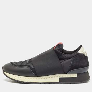 Pre Owned Givenchy Black Suede and Leather Slip On Sneakers Size 40