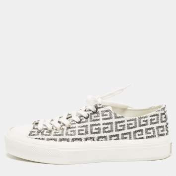 Pre Owned Givenchy White/Black Canvas City Lace Up Sneakers Size 39