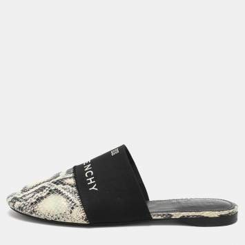 Pre Owned Givenchy Multicolor Python Embossed Leather Bedford Mules Size 37