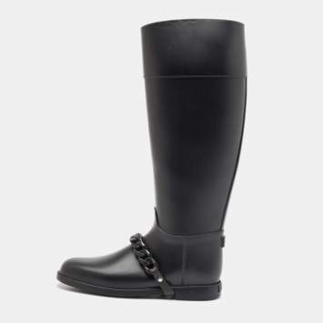 Pre Owned Givenchy Black Rubber Pluie Chain Rain Boots Size 38
