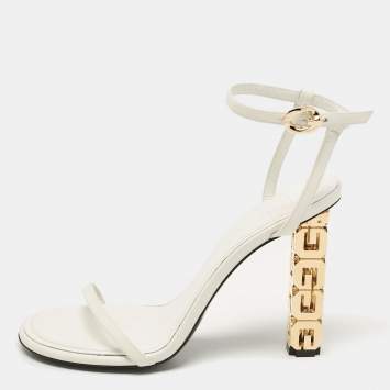 Pre Owned Givenchy White Leather Ankle Strap Sandals Size 39