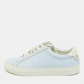 Pre Owned Givenchy Baby Blue/White Leather Urban Street Low Top Sneakers Size 38