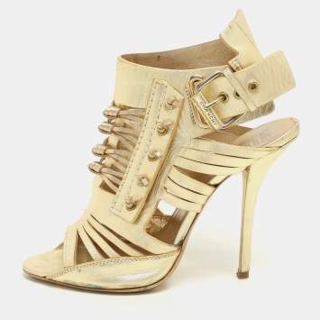 Givenchy Gold Leather Strappy Sandals Size 39
