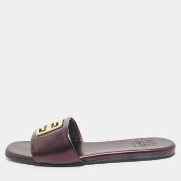 Givenchy Metallic Leather 4G Flat Sandals Size 40
