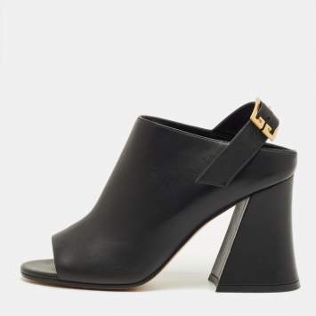 Pre Owned Givenchy Black Leather Slingback Sandals Size 38