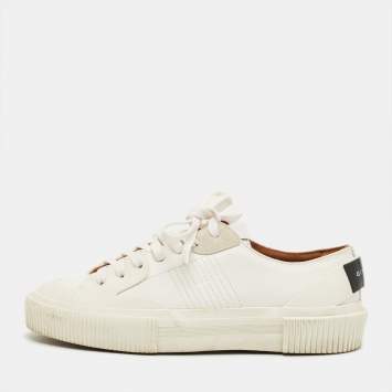 Pre Owned Givenchy  White/Black Leather and Rubber Low Top Sneakers Size 35.5