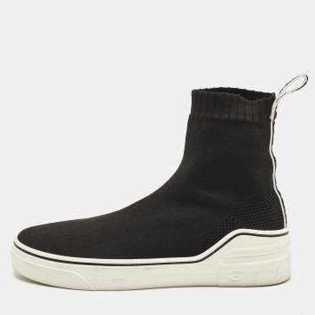 Pre Owned Givenchy George V Size 38 Black Knit Fabric Slip On Sneakers