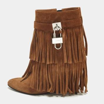 مملوكة مسبقًا Givenchy Shark Lock Size 40 Brown Suede Ankle Length Boots
