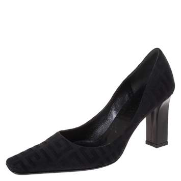 Pre Owned Givenchy Black Monogram Canvas Pumps Size 36.5