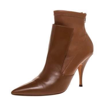 Pre Owned Givenchy Brown High Vamp Stretch Leather Kali Ankle Boots Size 39