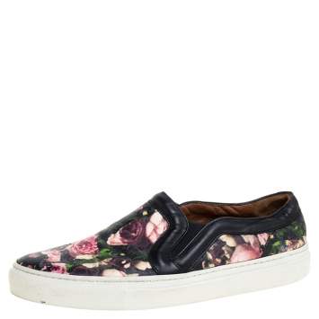 Pre Owned Givenchy Multicolor Floral Print Leather Skate Slip On Sneakers Size 35