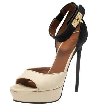 Pre Owned Givenchy Two Tone Leather And Suede Leather Sharlock Sandals Size 37