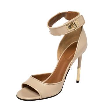 Pre Owned Givenchy Beige Leather Sharklock Sandals Size 37