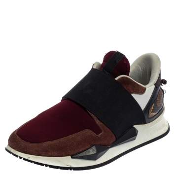 Pre Owned Givenchy Multicolor Suede And Fabric Elastic Strap Active Runner Sneakers Size 38
