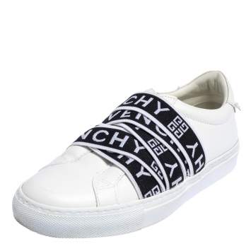 Pre Owned Givenchy White Leather Webbing Detail Low Top Sneakers Size 37