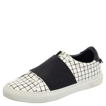 Pre Owned Givenchy White/Black Check Leather Urban Street Sneakers Size 38