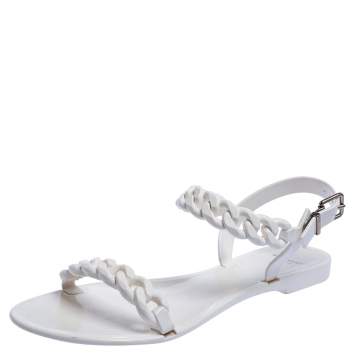 Pre Owned Givenchy White Jelly Chain Link Flats Size 39