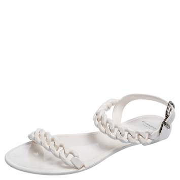 Pre Owned Givenchy White Jelly Chain-Link Flat Sandals Size 38