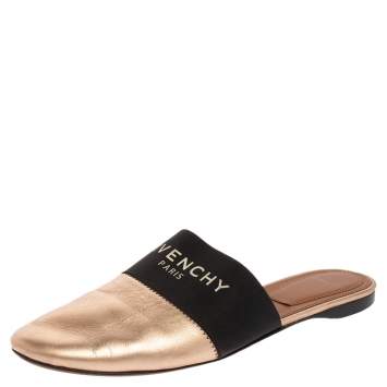 Pre Owned Givenchy  Metallic Gold Leather Mules Sandals Size 39