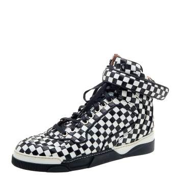 Pre Owned Givenchy Black/White Check Woven Leather High Top Sneakers Size 40