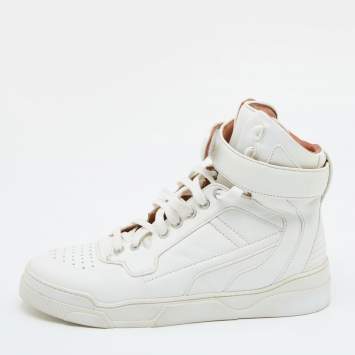 Pre Owned Givenchy White Leather Tyson Star Studded High Top Sneakers Size 38
