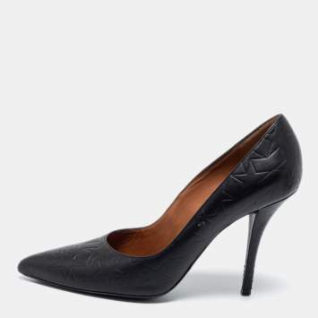 Pre Owned Givenchy Black Embossed Leather Pointed Toe Pumps Size 38