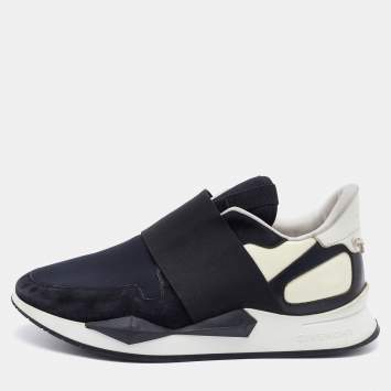 Pre Owned Givenchy Black Neoprene and Suede Runner Elastic Sneakers Size 38