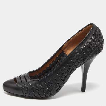 Pre Owned Givenchy Black Leather Pointed Toe Pumps Size 37.5