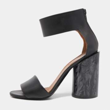 Pre Owned Givenchy Black Leather Ankle Strap Sandals Size 40