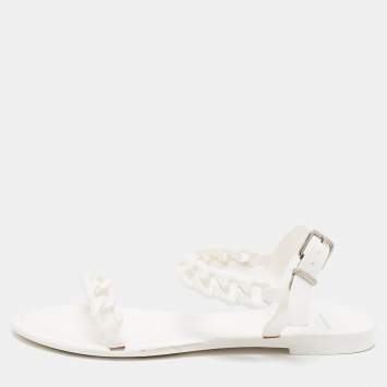 Pre Owned Givenchy White Jelly Chain Link Flat Sandals Size 39