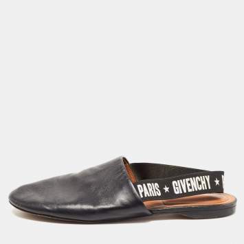 Pre Owned Givenchy Black Leather Rivington Slingback Flats Size 38