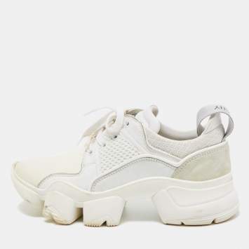 Pre Owned Givenchy White Leather And Neoprene Fabric Jaw Low Sneakers Size 39