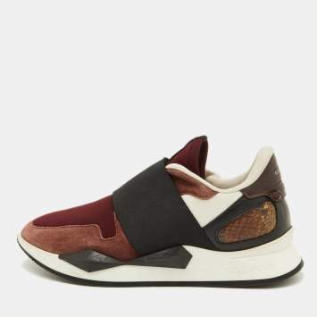 Pre Owned Givenchy Multicolor Suede,Leather and Fabric Elastic Strap Active Runner Low Top Sneakers Size 38