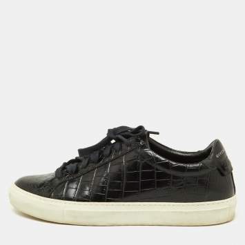 Pre Owned Givenchy Black Croc Embossed Leather Urban Street Sneakers Size 40