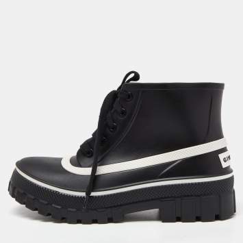 Pre Owned Givenchy Black Rubber Waterproof Rain Boots Size 40