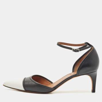 Pre Owned Givenchy Black/White Leather D'orsay Pumps Size 41.5