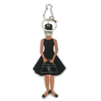 Pre Owned Givenchy Girl Shape Leather Charm Silver Tone Key Ring / Bag Charm