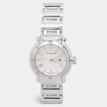 Pre Owned Givenchy White Stainless Steel Diamond GV.5202L Women's Wristwatch 36 mm