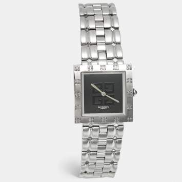 Pre Owned Givenchy Silver Black Stainless Steel Apsaras REG1558962 Women's Wristwatch 23 mm