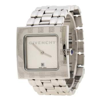Pre Owned Givenchy Silver White Apsaras 1558962 Square Women's Wristwatch 31 mm