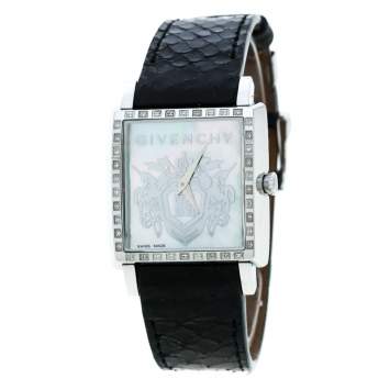 Pre Owned Givenchy Mother of Pearl Stainless Steel Diamonds GV5214L Women's Wristwatch 31 mm