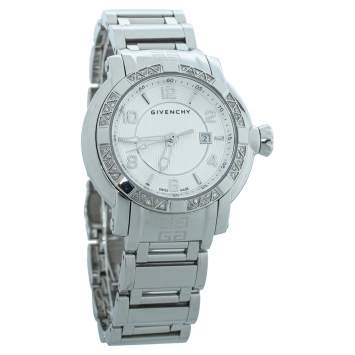 Pre Owned Givenchy Silver Stainless Steel Diamonds GV.5202L Women's Wristwatch 36mm
